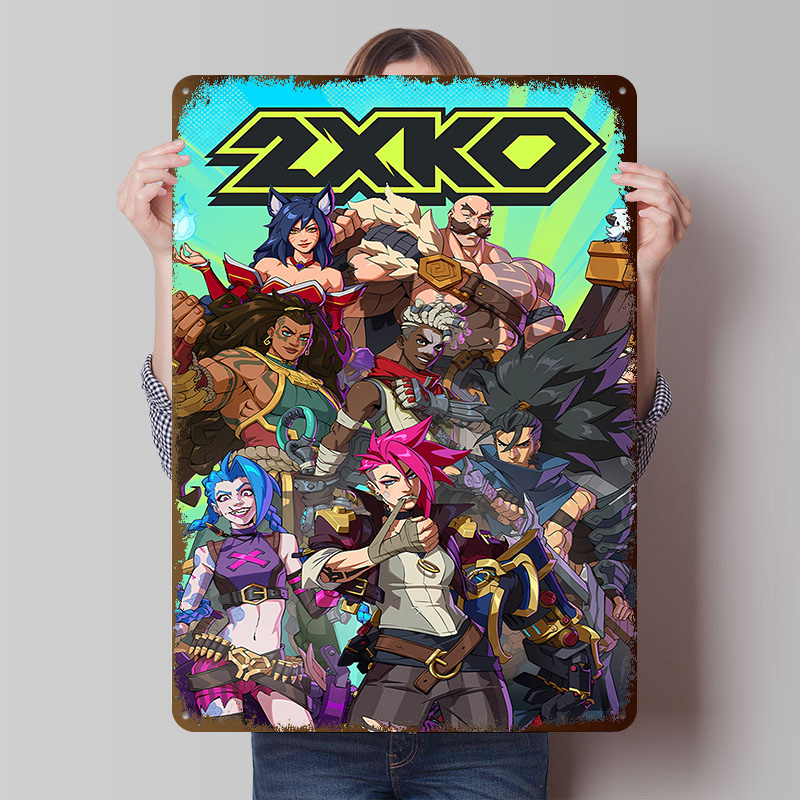 Retro Poster Gaming - 2XKO Fighting Game Art Tinplate Poster