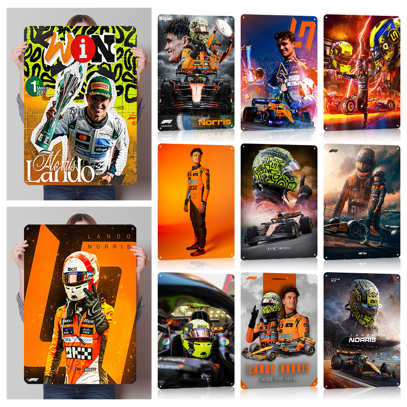Retro Poster Gaming - Lando Norris Racing Metal Posters Customizable