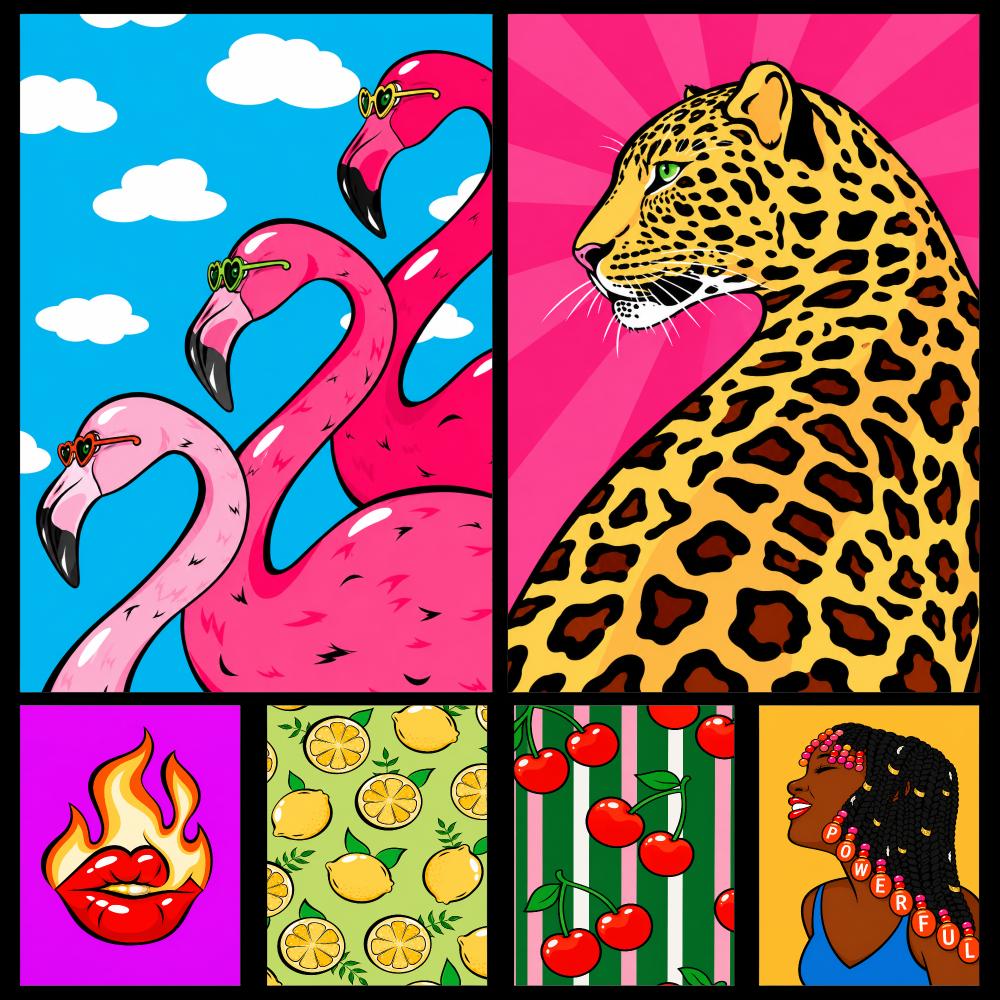 Retro Poster Gaming - Colorful Retro Pop Art Tropical Glam