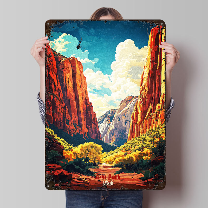 Zion National Park Art Printed - Retro Poster Gaming 评论和价格