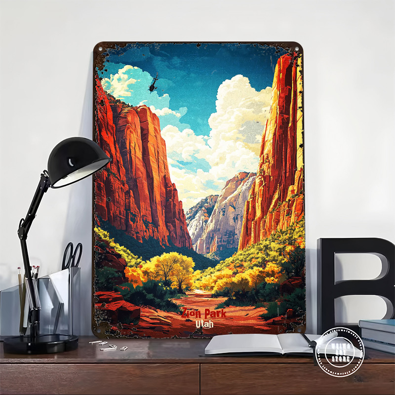 Zion National Park Art Printed - Retro Poster Gaming 评论和价格