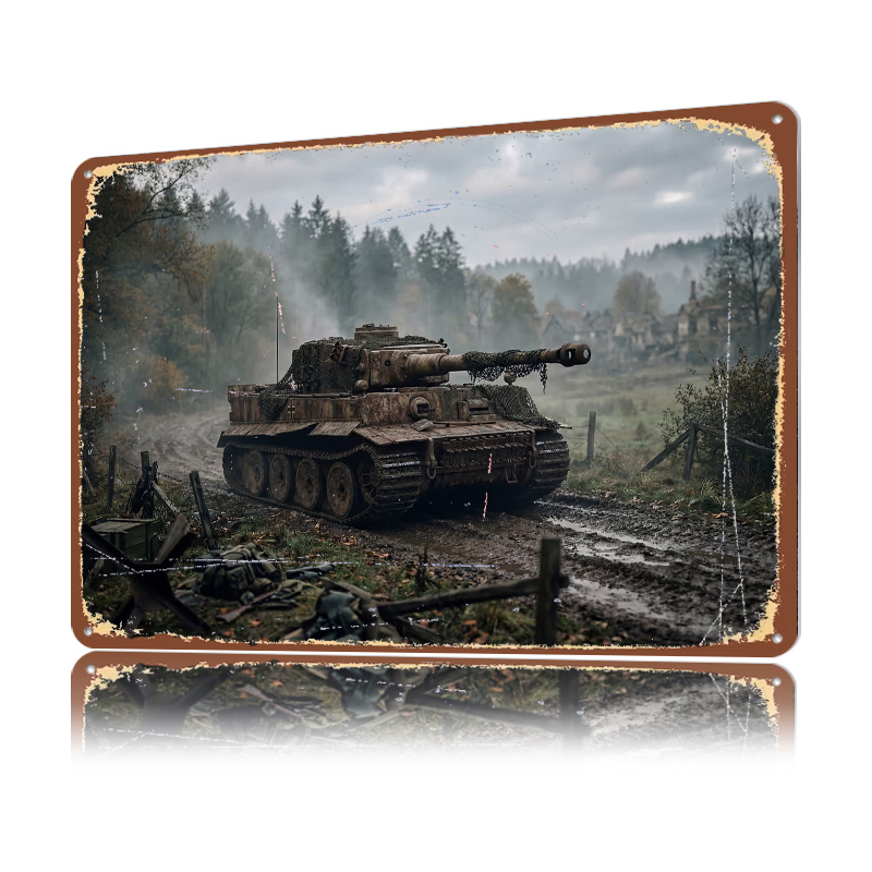 Tiger Tank in Muddy Landscape  - Retro Poster Gaming 评论和价格