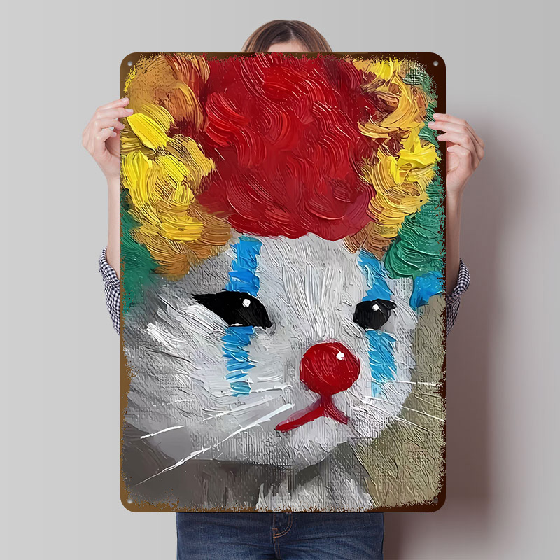Sad Clown Cat Painting Tinplat - Retro Poster Gaming 评论和价格
