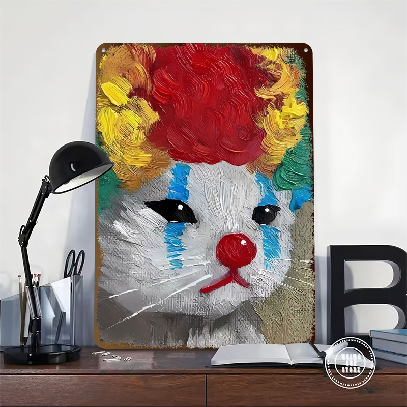 Sad Clown Cat Painting Tinplat - Retro Poster Gaming 评论和价格
