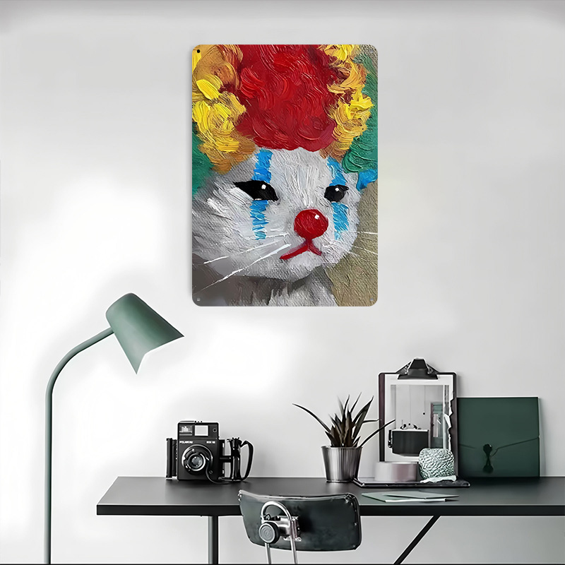 Sad Clown Cat Painting Tinplat - Retro Poster Gaming 评论和价格