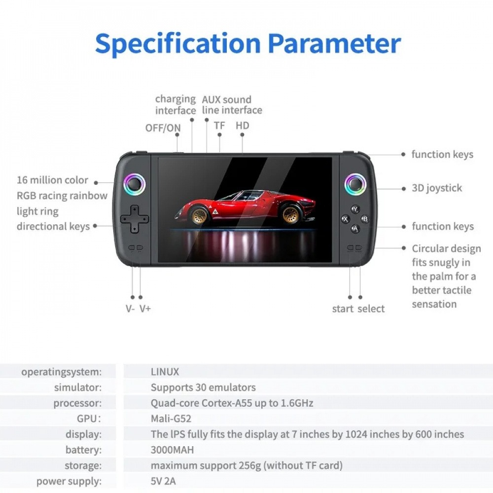 M27 7 Inch IPS Screen Handheld - Retro Gaming Unit 评论和价格
